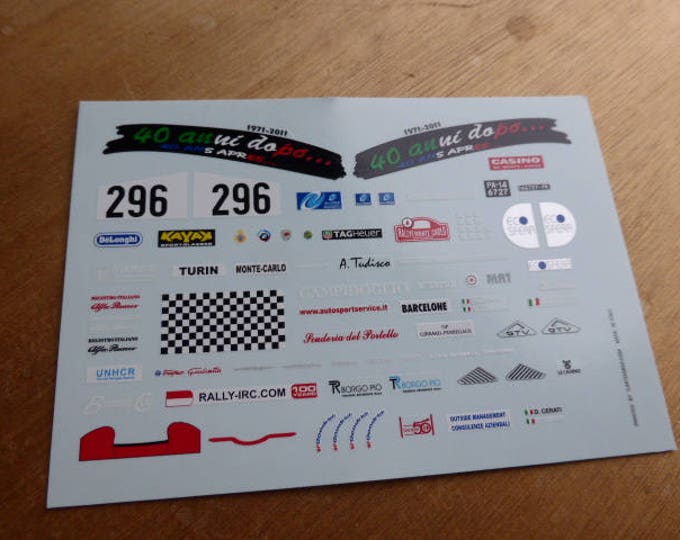 high quality 1:43 decals different logos Rally Montecarlo Historic, Scuderia del Portello, Registro Alfa Romeo, etc