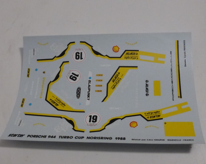 1:43 decals for Porsche 944 Turbo Cup Starter-Porsche Modell Exclusiv Norisring 1988 #19 Starter production