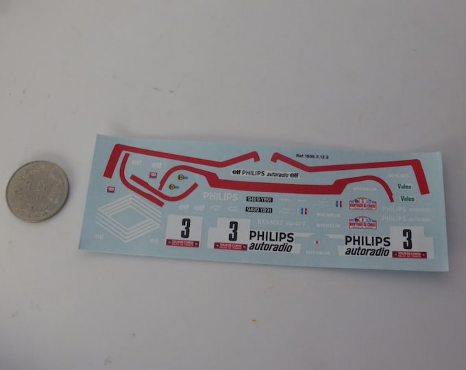 1:43 waterslide decals sheet Renault Maxi 5 Turbo Tour de Corse 1985 #3 Ragnotti Cartograf