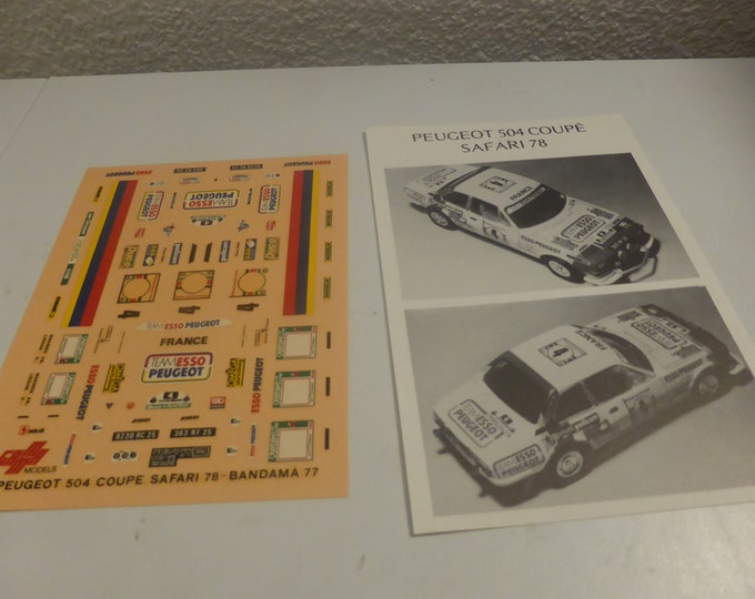 1:43 decals for Peugeot 504 V6 Coupé Safari Rally 1978 / Bandama 1977