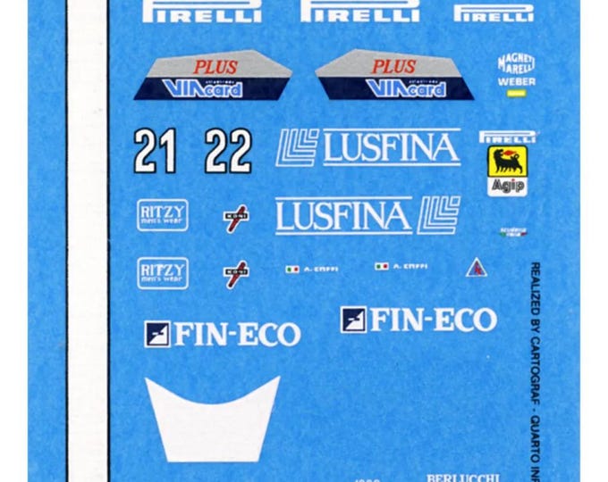1:43 waterslide serigraphed decals BMS Dallara Cosworth 189 S.Marino GP 1989 Caffi/De Cesaris Tameo TMK097
