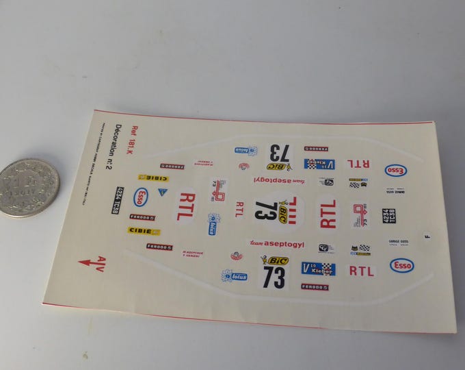 1:43 decals Alpine Renault A110 Team Aseptogyl Tour de France Auto 1972 #73 Hoepfner/Vanoni Cartograf