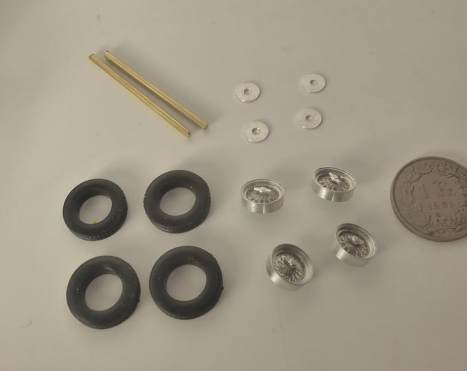 BBR 1:43 turned and photoetched wire wheels for racing and GT cars of the 50s-early 60s with 2 ears wheelspins GMW060