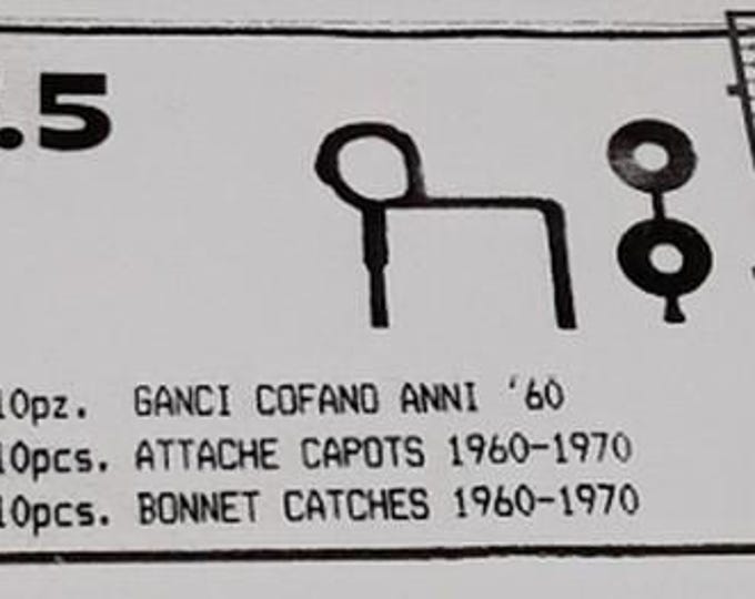 Photoetched bonnet catches for sports and racing cars of the 50-60s (pack of 8) Ferrari GTO etc 1:43 scale Tron TF5