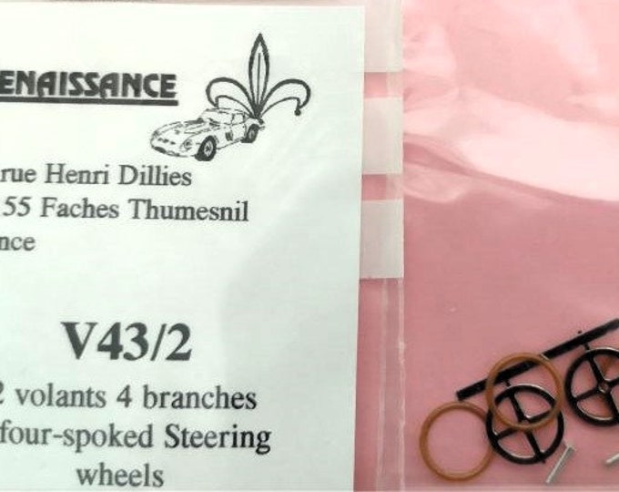1:43 photoetched and plastic 4-spokes steering wheels for racing cars of the 50s (F1, Sportscars) Renaissance V43/2 (pack of 2 pieces)
