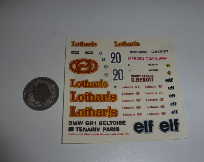 1:43 decals for BMW 3.0 CS Gr1 Lothar's Production 1976 Beltoise AMR Cartograf