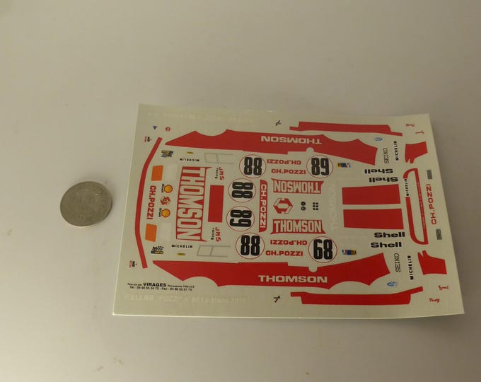 1:43 waterslide decals sheet Ferrari 512BB Pozzi Thomson Le Mans 1978 #88/89 Andruet/Dini or Ballot Lena/Lafosse