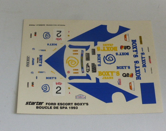 1:43 decals for Ford Escort Cosworth Boxy's Boucle de Spa 1993 #2 Droogmans/Joosten Starter