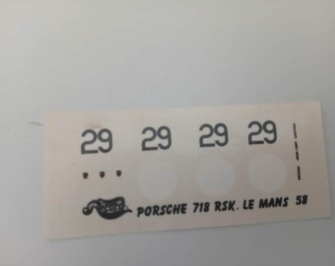 1:43 decals for Porsche 718 RSK Le Mans 1958 #29 Behra/Herrmann Record production