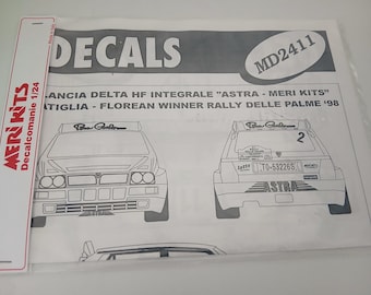 1:24 waterslide decals sheet for Lancia Delta Integrale Astra Rally delle Palme 1998 winner Ratiglia Meri MD2411
