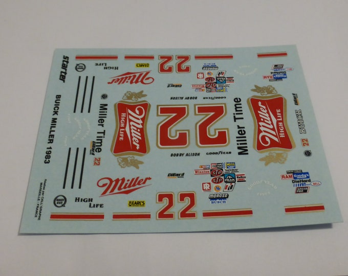 1:43 decals sheet for Buick Regal Miller N ASCAR 1983 #22 Bobby Allison Starter production