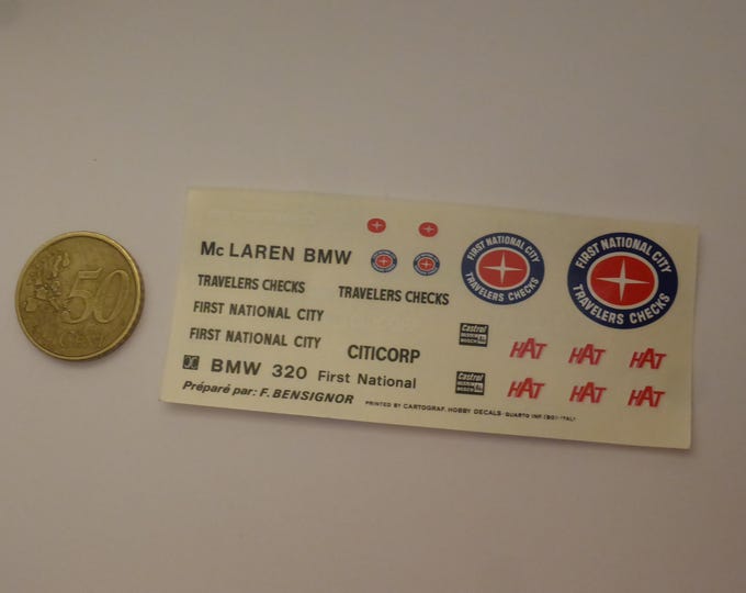 1:43 waterslide decals for BMW 320 Gr.5 Citicorp HAT Cartograf for AMR Minichamps