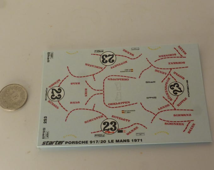 1:43 decals sheet for Porsche 917/20 Pink Pig Le Mans 1971 #23 Joest/Kauhsen Starter production