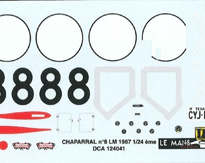 high quality 1:24 decals sheet Chaparral 2F Le Mans 1967 #8 Le Mans Miniatures DCA124041