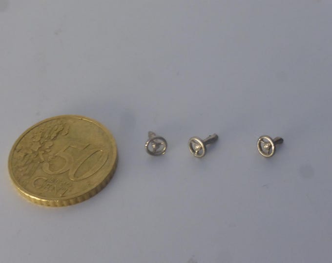 1:43 nikeled white metal small 3-spokes steering wheels (pack of 3 pieces)