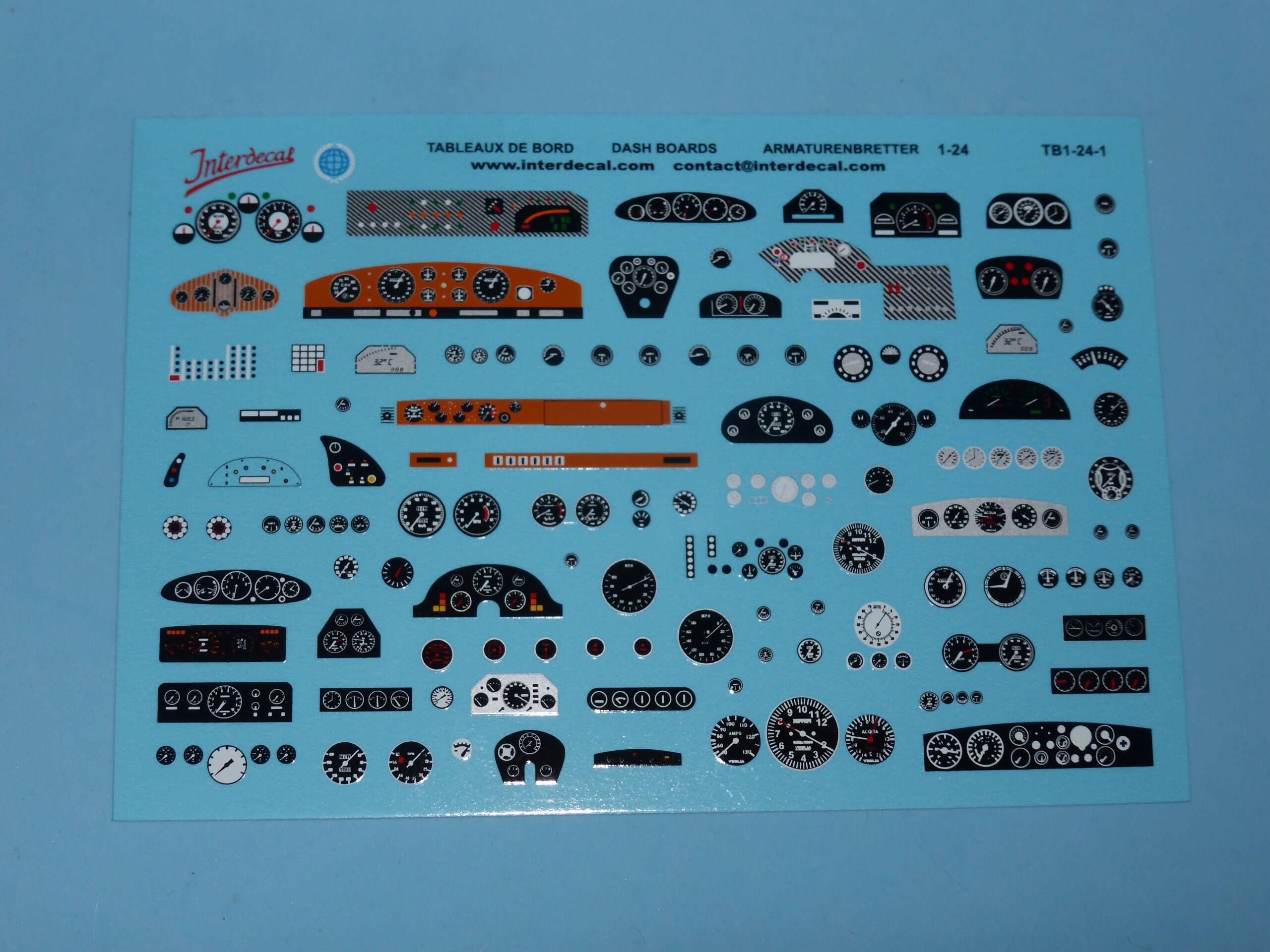 high quality decals sheet with 124 dashboard instruments and wooden