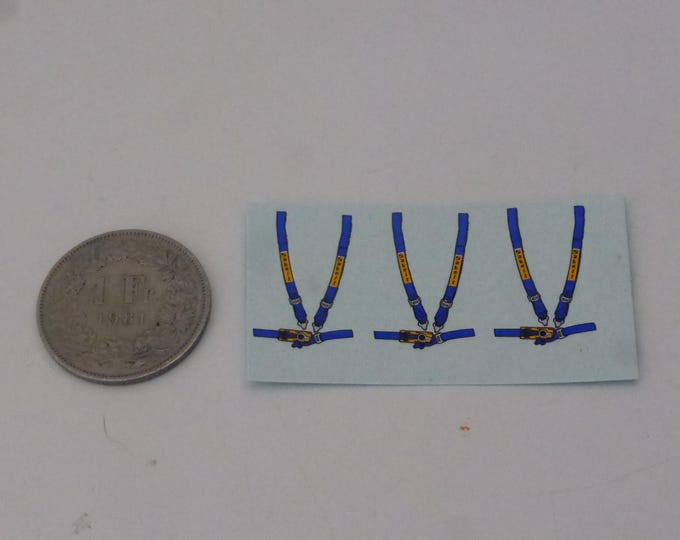 1:43 waterslide decals blue Britx seatbelts (3 pcs) for racing cars
