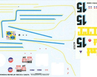 high quality 1:24 decals sheet Rondeau M379B ITT Le Mans 1980 #15 Pescarolo/Ragnotti Le Mans Miniatures DCA124028