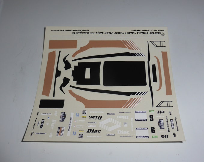 1:43 decals for Renault Maxi 5 Turbo GrB Diac Rally Garrigues 1985 #6 Chatriot/Perin Starter production