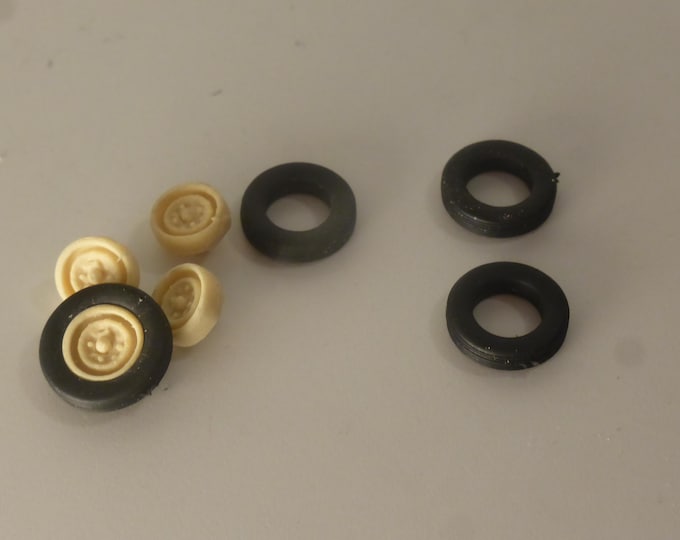 1:43 resin "button" wheels (and rubber tires) for cars of the 50-60s Austin Morris MG etc GMW012