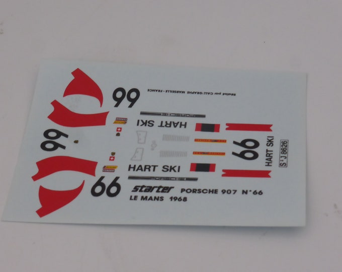 1:43 decals for Porsche 907LH Hart Ski Le Mans 1968 #66 Steinemann/Spoerry Starter production