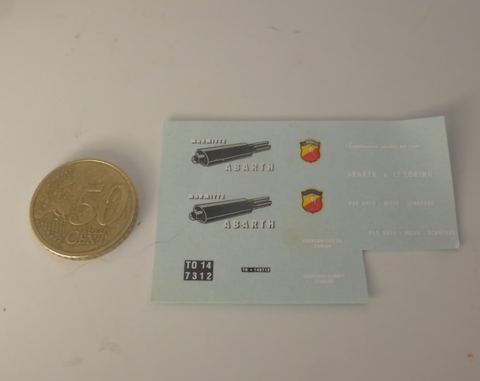 1:43 waterslide decals sheet Marmitte Abarth for vans and trucks of the 50-60s