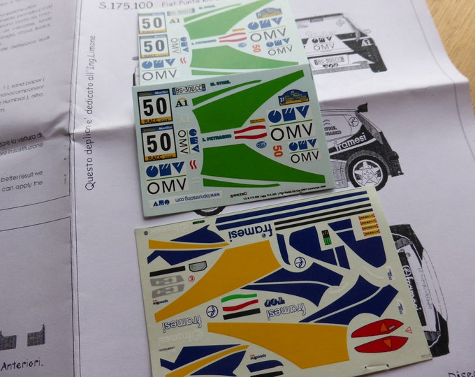 high quality 1:43 decals sheet for Fiat Punto Kit Car OMV Rally Catalunya 2001 Stohl RACING43 S175.100