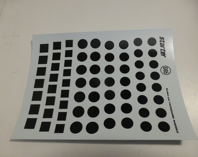 1:43 decals sheet with racing number squares and roundels (black, various sizes see description) Starter production G65