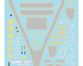 1:43 waterslide serigraphed decals Lotus Renault 97T F1 Portuguese GP 1985 Senna/De Angelis Tameo TMK020