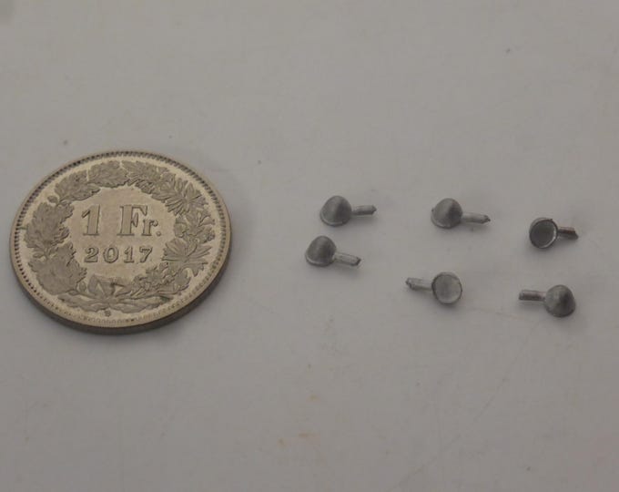 1:43 round side mirrors for road and racing cars (white metal, pack of 6 pieces)