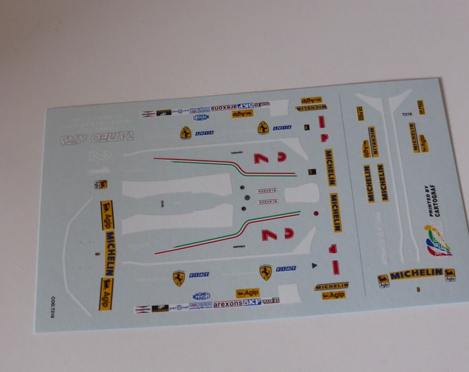 1:43 decals sheet for Ferrari 312 T5 Formula 1 Belgian and Monaco GP 1980 Villeneuve/Scheckter Tameo T218