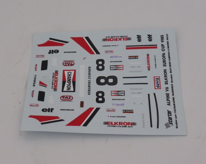 1:43 decals for Alpine V6 Turbo Europa Cup 1985 #8 Joel Gouhier Starter production