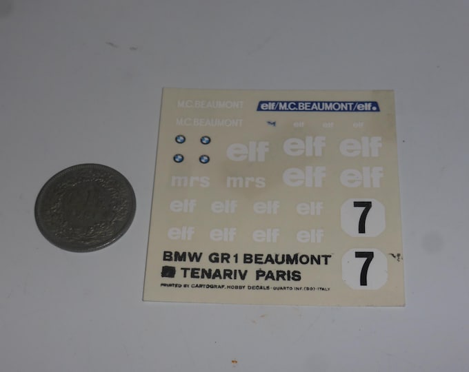 1:43 decals for BMW 3.0 CS Gr1 Elf Production 1976 Beaumont AMR Cartograf