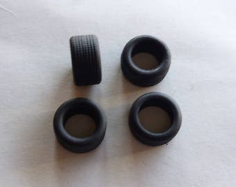 Set of 4 tires, threaded - Model car accessories - Scale model tires - 1:43 mm 7.0x12.9x7.8 #4311