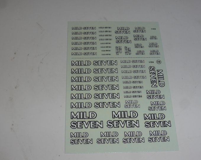 1/43 and 1/24 waterslide decals sheet Mild Seven for F.1 cars Virages TEM119