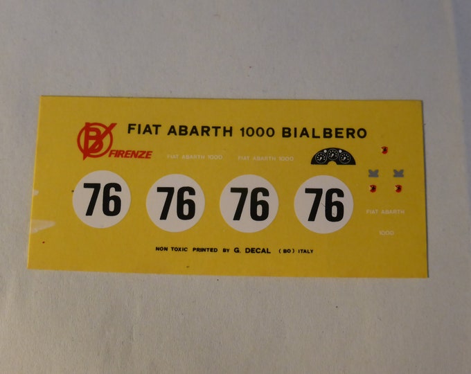 high quality 1:43 decals for Fiat Abarth 1000 Bialbero 6h Auvergne 1961 #76 Jean Guichet Cartograf for Barnini