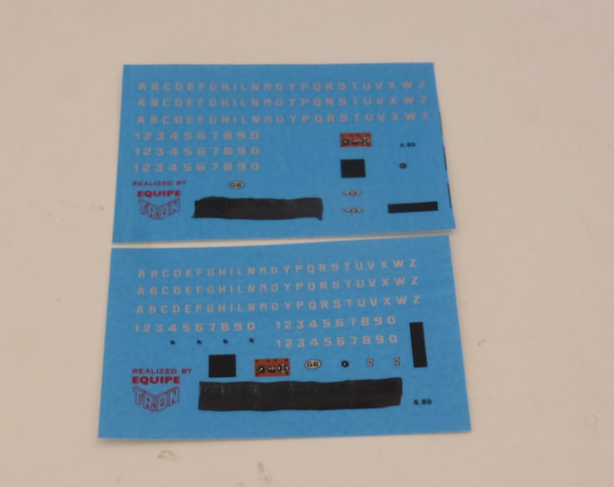 1:43 decals sheets for UK registration plates (silver numbers and letters, 2 sizes) Tron Models production