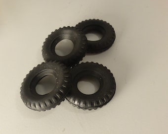 set of 4 tires to restore old 1:43 diecasts (Dinky Supertoys, Niveleuse, GBO, Saviem, Euclid) - black mm 26.30x6.32 - 3MJA catalogue n.853