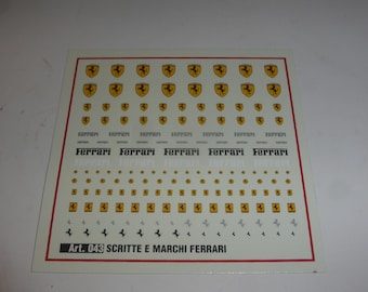 waterslide serigraphed 1/18 1/24 1/43 decals set with Ferrari emblems and scripts Saradecals production #043