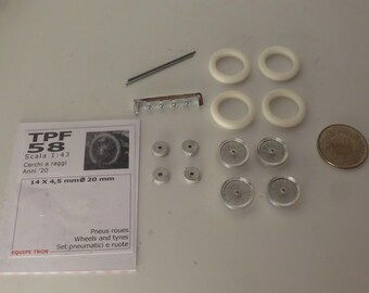 1:43 turned and photoetched wire wheels for cars of the 1910-1920s Tron TPF58
