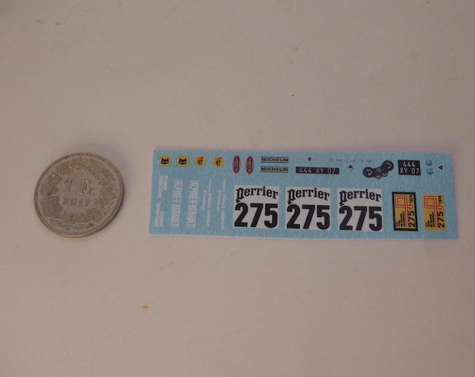 1:43 waterslide decals Alpine Renault A110 Tour Auto 1974 #275 Gounon/Soubeyrand