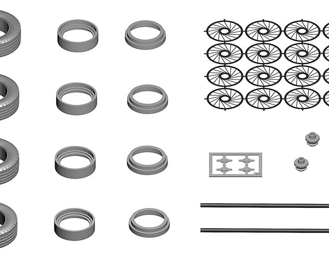 turned and photoetched wire wheels for cars of the 50s two-ears wheelspin Tameo PWT01 1:43