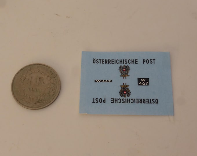 1:43 waterslide decals sheet Osterreichische Post for vans and trucks of the 50-60s