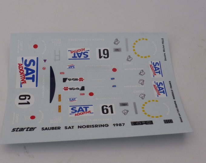 1:43 decals sheet for Sauber Mercedes C9 Gr.C Norisring 1987 #61 Mike Thackwell Starter production
