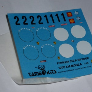 1:43 decals sheet for Ferrari 312 P Spyder 1000km Monza 1969 #1/2 Tameo TMK87
