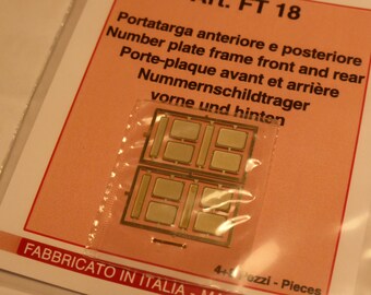 photo etched 1:43 registration plates frames front and rear (pack of 4 front and 8 rear) Tameo FT18