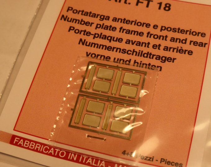 photo etched 1:43 registration plates frames front and rear (pack of 4 front and 8 rear) Tameo FT18