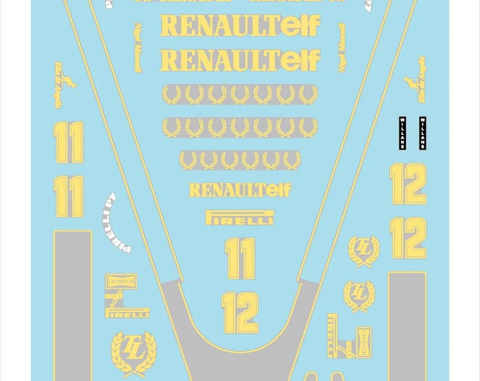 1:43 waterslide serigraphed decals Lotus Renault 94T F1 European GP 1983 Mansell/De Angelis Tameo TMK009
