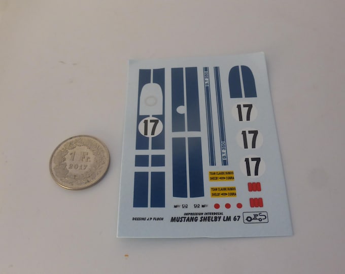 1:43 waterslide decals for Ford Mustang Shelby Le Mans 1967 #17