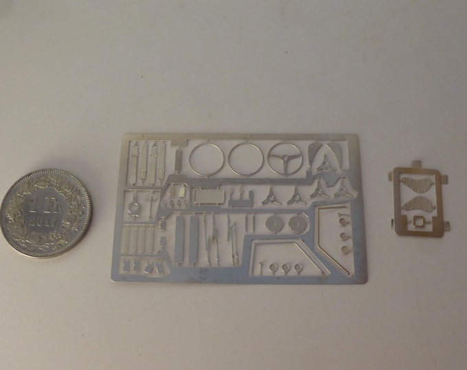 1:43 photoetched set for Cobra Daytona and other racing GT cars of the 60s (wipers, belts, hooks etc)